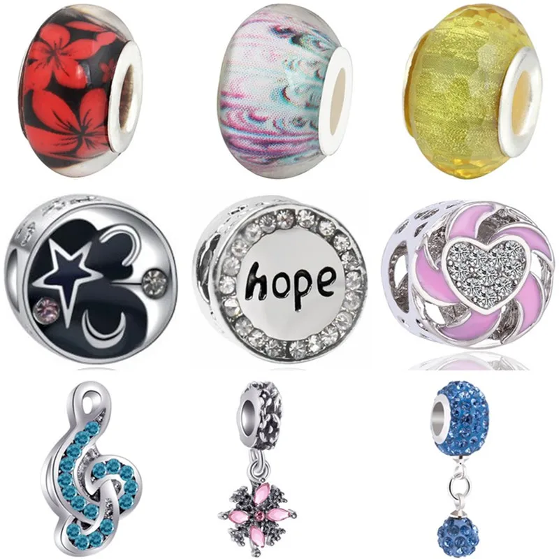 

Simple Style Crystal Star Moon Planet Snails Leaves Safety Chain Beads Fit Pandora Charms Bracelets for Women Making Jewelry