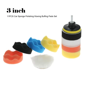 

New 11PCS 3" 80mm Car Polishing Pads Waxing Foam Buffing Pad Sponge Kit Set for Car Polisher Buffer Waxer Sander Sealing Glaze