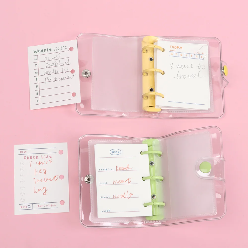 Recambio de cuaderno de hojas sueltas, carpeta en espiral con 3 agujeros, índice de páginas diarias, lista de páginas interiores, papelería, 60/80 hojas