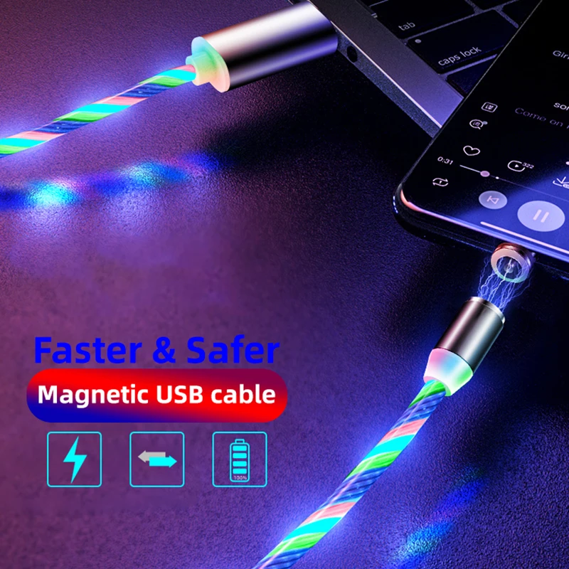 Магнитный USB кабель со светодиодной подсветкой Быстрая зарядка Micro usb type C зарядное устройство для iPhone Xs huawei samsung Xiaomi USB телефон зарядный провод