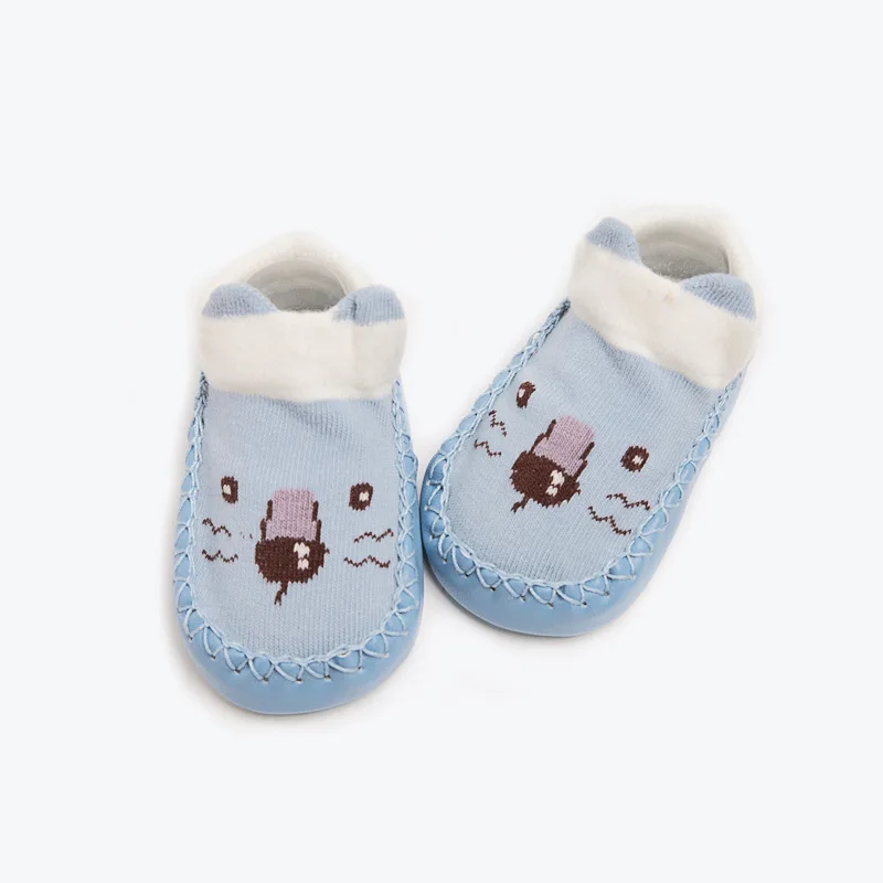 Новое поступление; обувь для малышей Зимние носки для мальчиков и девочек Нескользящие Детские носки-тапочки дизайн с героями мультфильмов; GZ222 - Цвет: GZ222 Blue Lion