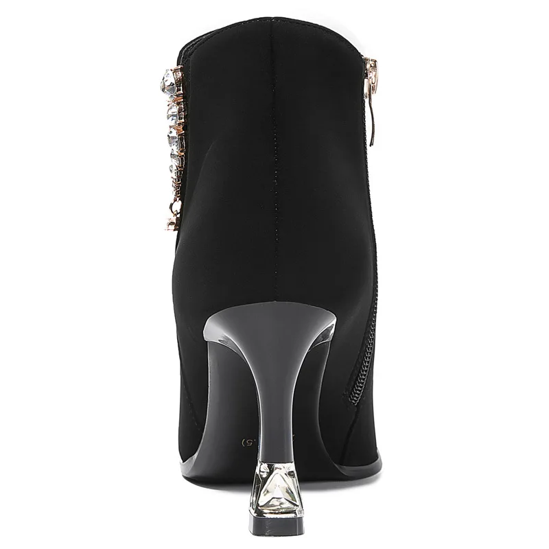 

Centennial 1526 Pointed-Toe Thin Heeled Boots Side Zipper Man-made Diamond Short Boots Waterproof Platform WOMEN'S Shoes