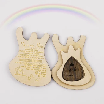 

Wooden Electric Guitar Picks Gift Box guitarist plectrum box wedding music pickups paddles customized engraved dropship EG0015