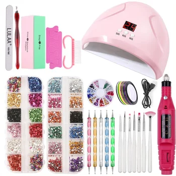 

Nail Set 36W UV LED Lamp Nail Dryer Manicure Tools Set polygel nail kit Painting Pen Brush For Nail Art Pusher Kit Nail Tools 1