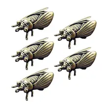 5 шт., латунные медные украшения в форме цикады для чайных домашних животных, настольные украшения для чайной посуды, винтажный брелок для ключей, подвески, аксессуары