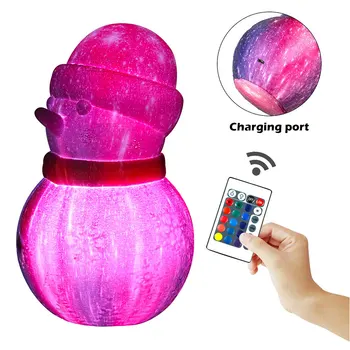 

3D Christmas Glowing Snowman LED Light USB Night Light RGB 16 Colors Flashing Light Bedroom Table Lamp Decorative Lamp Christmas