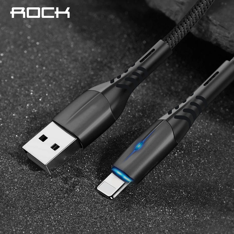 ROCK USB кабель для iPhone Xs Max Xr X 8 7 6 6s 5 5s iPad Быстрая зарядка зарядное устройство мобильный телефон цинковый сплав кабель провод шнур данных