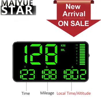 

Maiyue star 5.5‘’car GPS speedometer head-up display with speeding alarm driving time digital local time elevation mileage speed