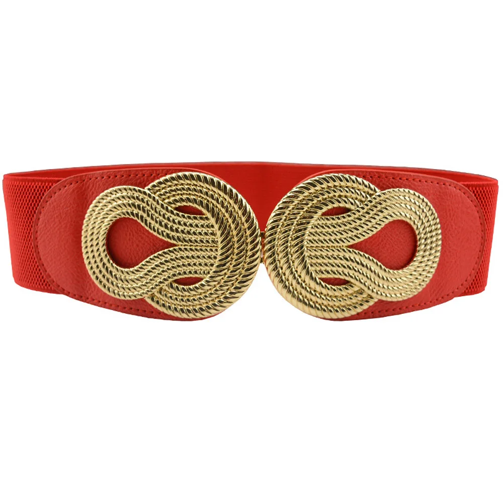 Knot-Red Женские винтажные узелки пряжки эластичный пояс из искусственной кожи тянущиеся платья Пояс - Цвет: Knot-Red