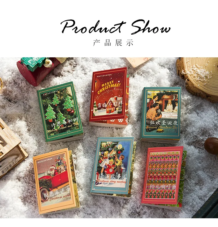 100sheets/lot Memo Pads Material Paper Christmas handwriting small book Junk Journal Scrapbooking Background Decoration