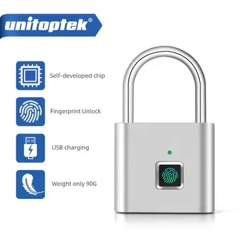 

Keyless Smart Door Lock USB Rechargeable Fingerprint Padlock Quick Unlock For Locker Sports School Zinc Alloy Metal