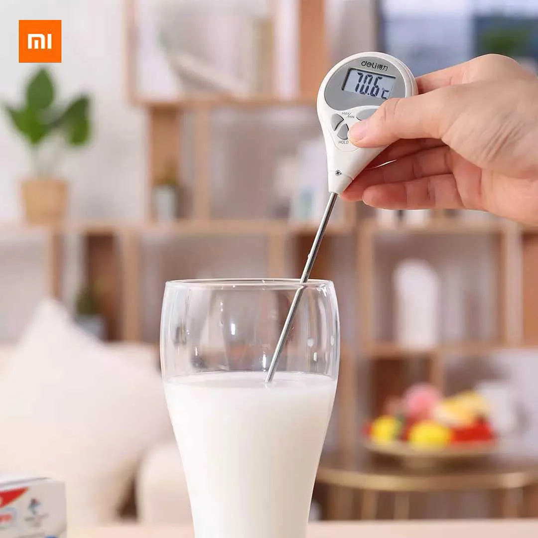 Xiaomi Deli Electronic Pen Test Thermometer Stainless Steel Needle Automatic Shutdown One Button Lock Temperature LCD Display |