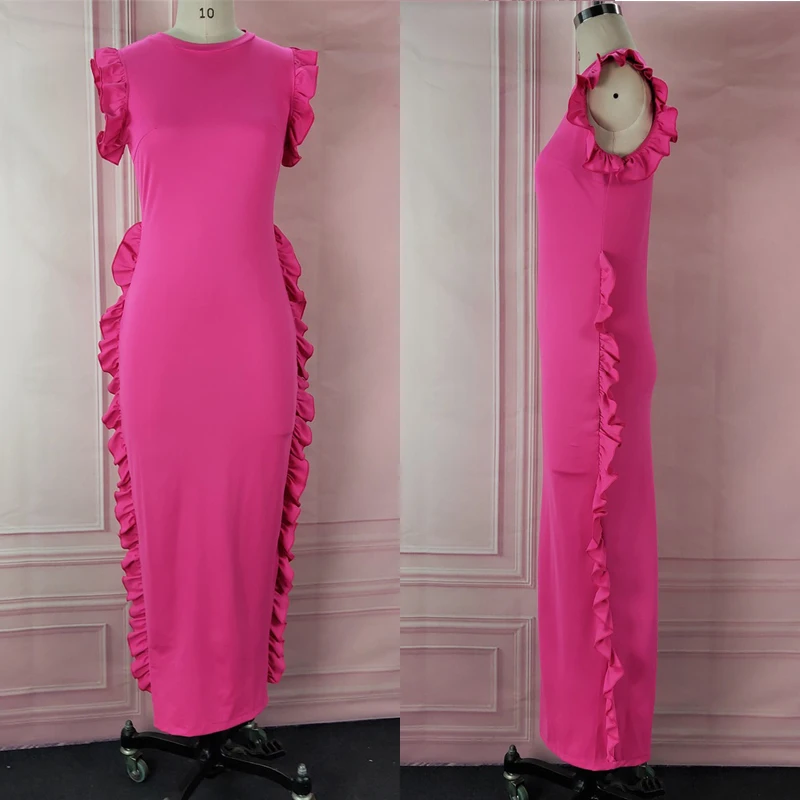 Skup Kobiety slim, z falbanami Maxi obcisłe sukienki świętować czarna róża czerwony elastyczny pakiet Hip Party szaty