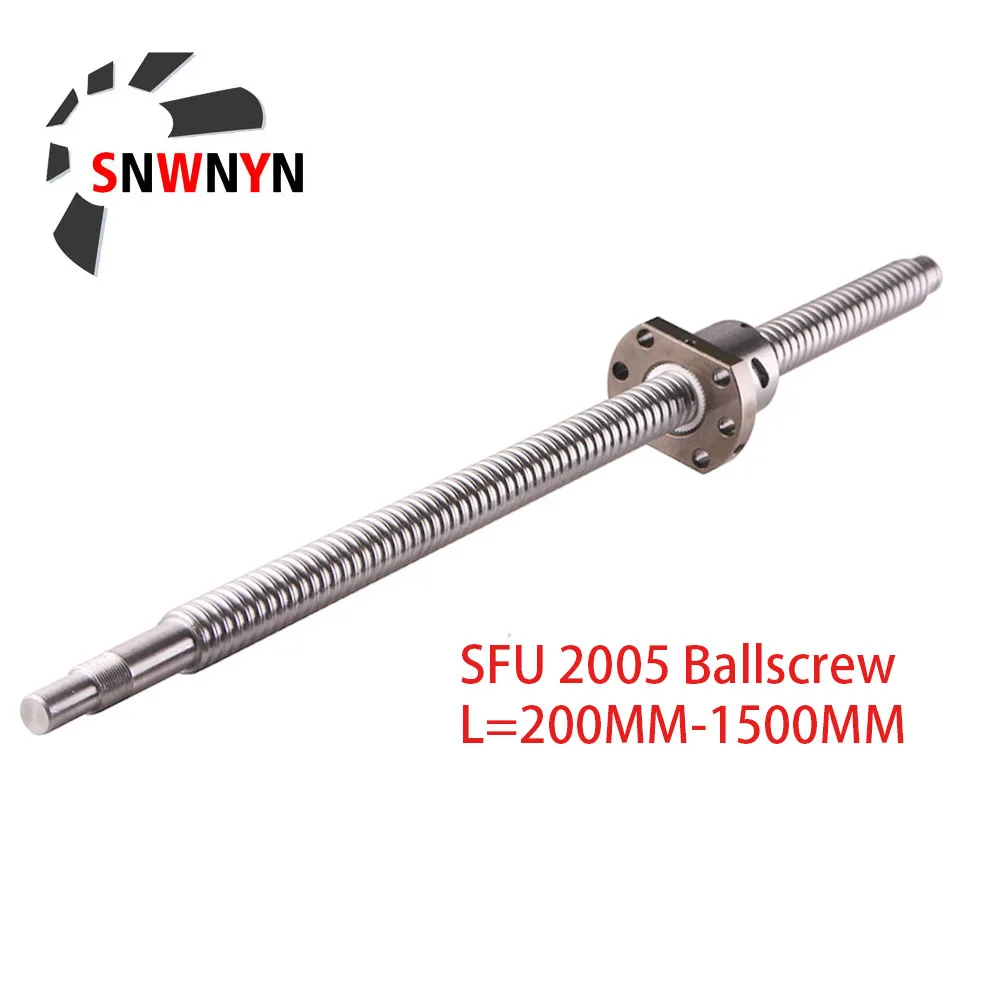 SFU2005 шариковый винт 250 мм 300 400 500 550 600 650 700 800 1000 RM 1500 с шариковой гайкой обработанной для деталей ЧПУ|Линейные