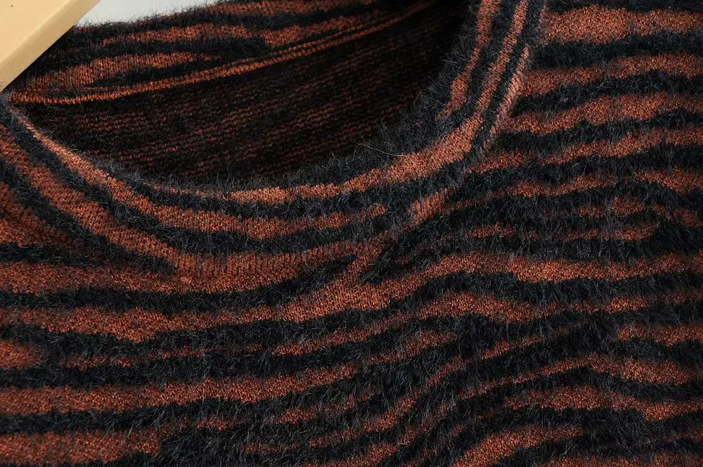Осенне-зимний женский модный Повседневный свитер для улицы с рисунком зебры, базовый пуловер с круглым вырезом и длинными рукавами, Свитера S098