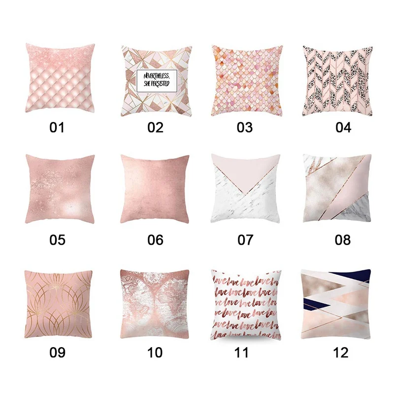 

Pink Geometric Nordic Cushion Cover Tropic Pineapple Throw Pillow Cover Polyester Cushion Case Sofa Bed Decorative Pillow 45x45