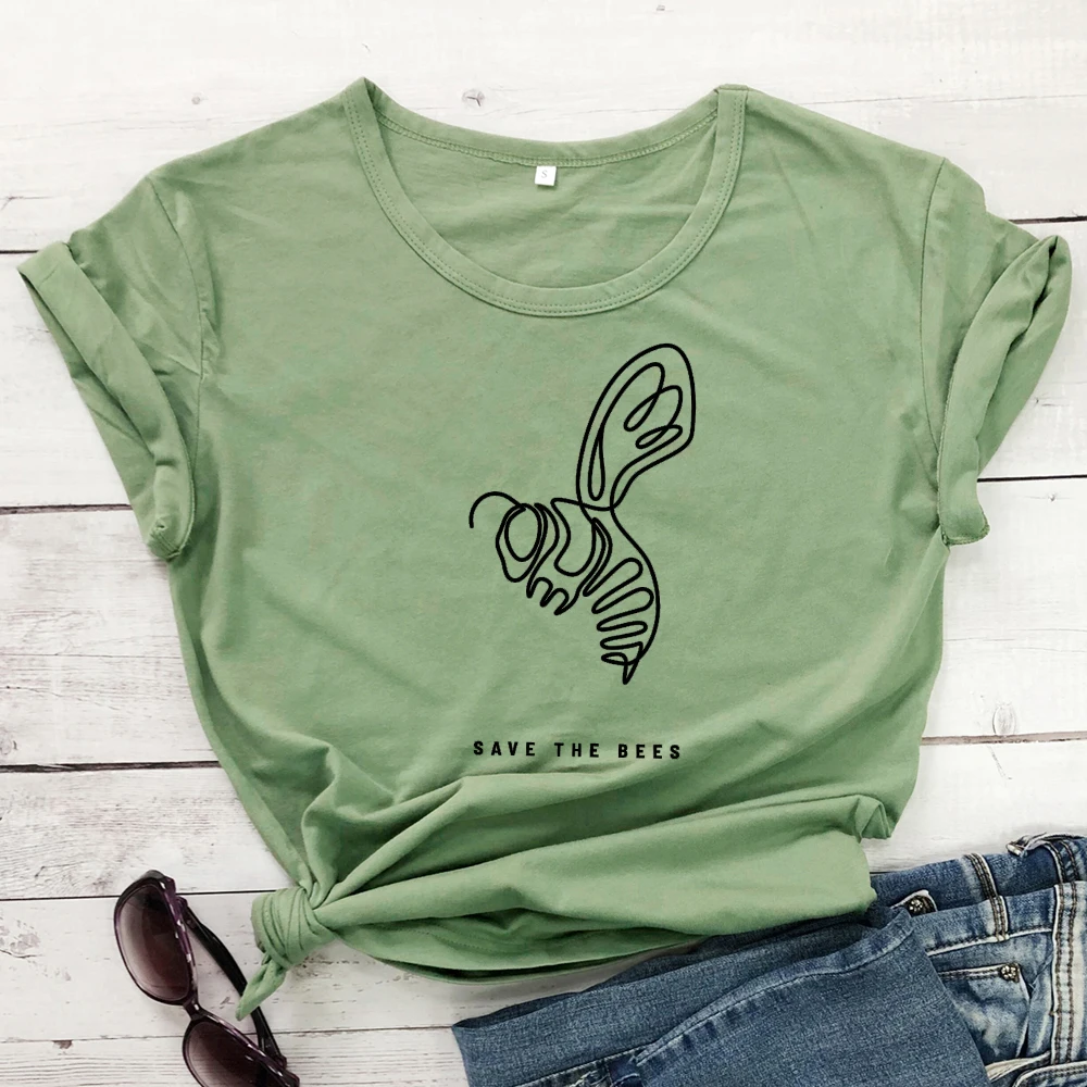 Bee kind, футболки с коротким рукавом, женские, эстетические, Kawaii, повседневные, с карманом, с принтом, футболка, хипстер, для девочек, футболка tumblr, хлопковые топы, Прямая поставка
