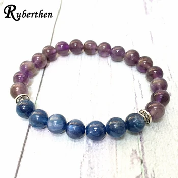 

Ruberthen 8 mm AAA Grade Kyanite Bracelet Natural Purple Crystal A-methyst Energy Bracelet Best Gem Stone Gift for Women