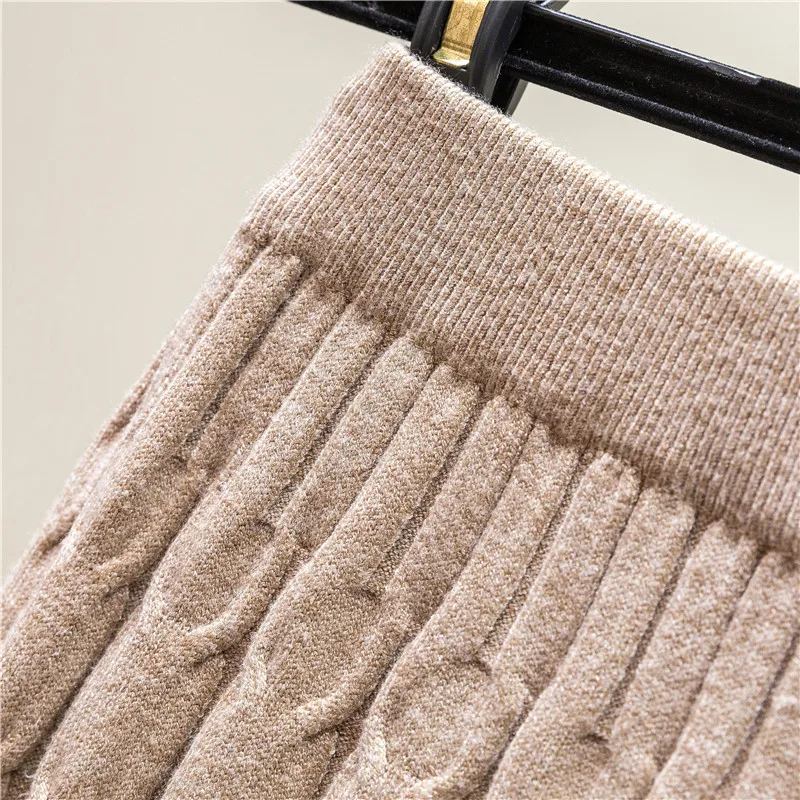 Женская Зимняя юбка плиссированная опрятная бамбуковая стильная юбка для девочек Осенняя Милая трапециевидная мини вязаная юбка-свитер с высокой талией