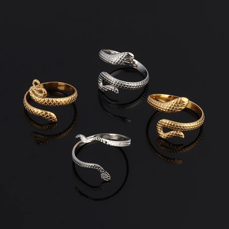 Snake Ring Stainless Steel Rings For Women Statement Ring Women's Rings Punk Open Finger Gold Color Geometry Ring Rings Jewelry - Image 2