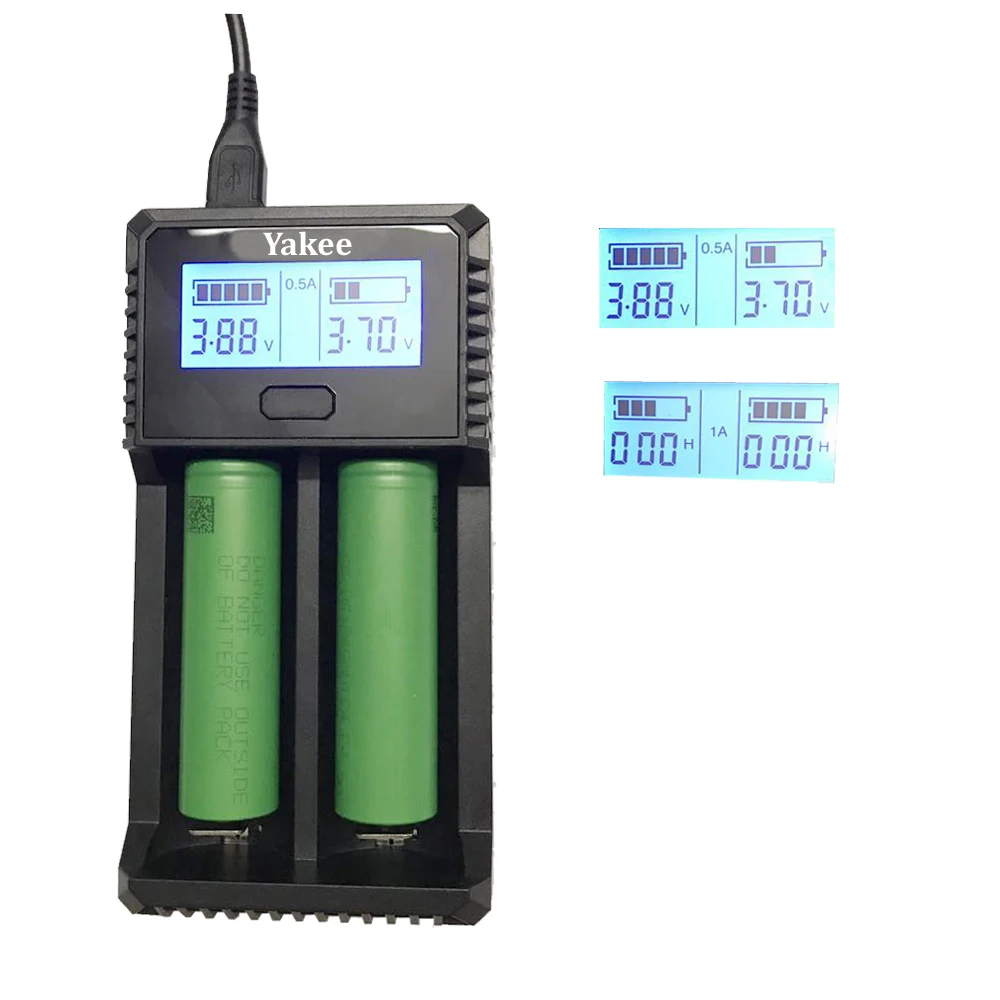 Yakee 2 слота ЖК дисплей USB зарядное устройство для аккумуляторов 3 7 в 1 48 Li Ion NiCd NiMh AAA