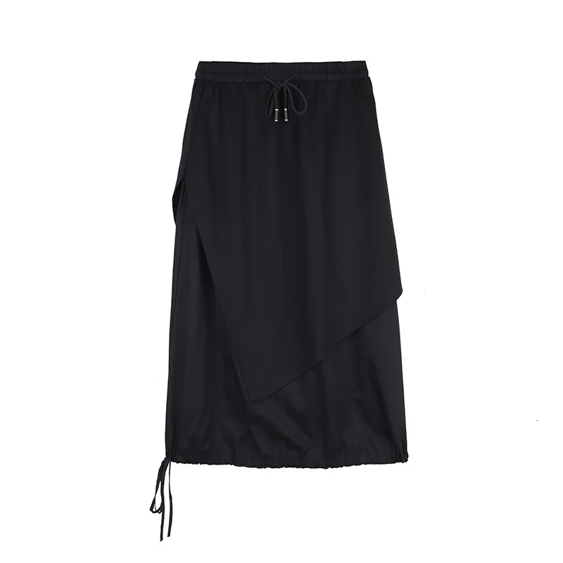 skirt black Модная новинка; сезон осень-зима; женская модная однотонная Оригинальная юбка с завязками; WJ55911XL - Цвет: skirt black