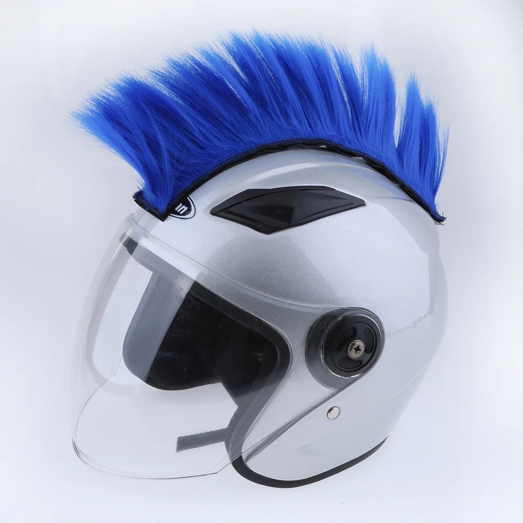 Perfeclan 2x Motorbike Skinhead Wig Punk Helmet Mohawk Wig Costume Hairpiece