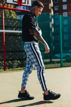 

Fashion street spring and summer men's casual pants ankle long striped trousers handsome men's quality assurance men pants