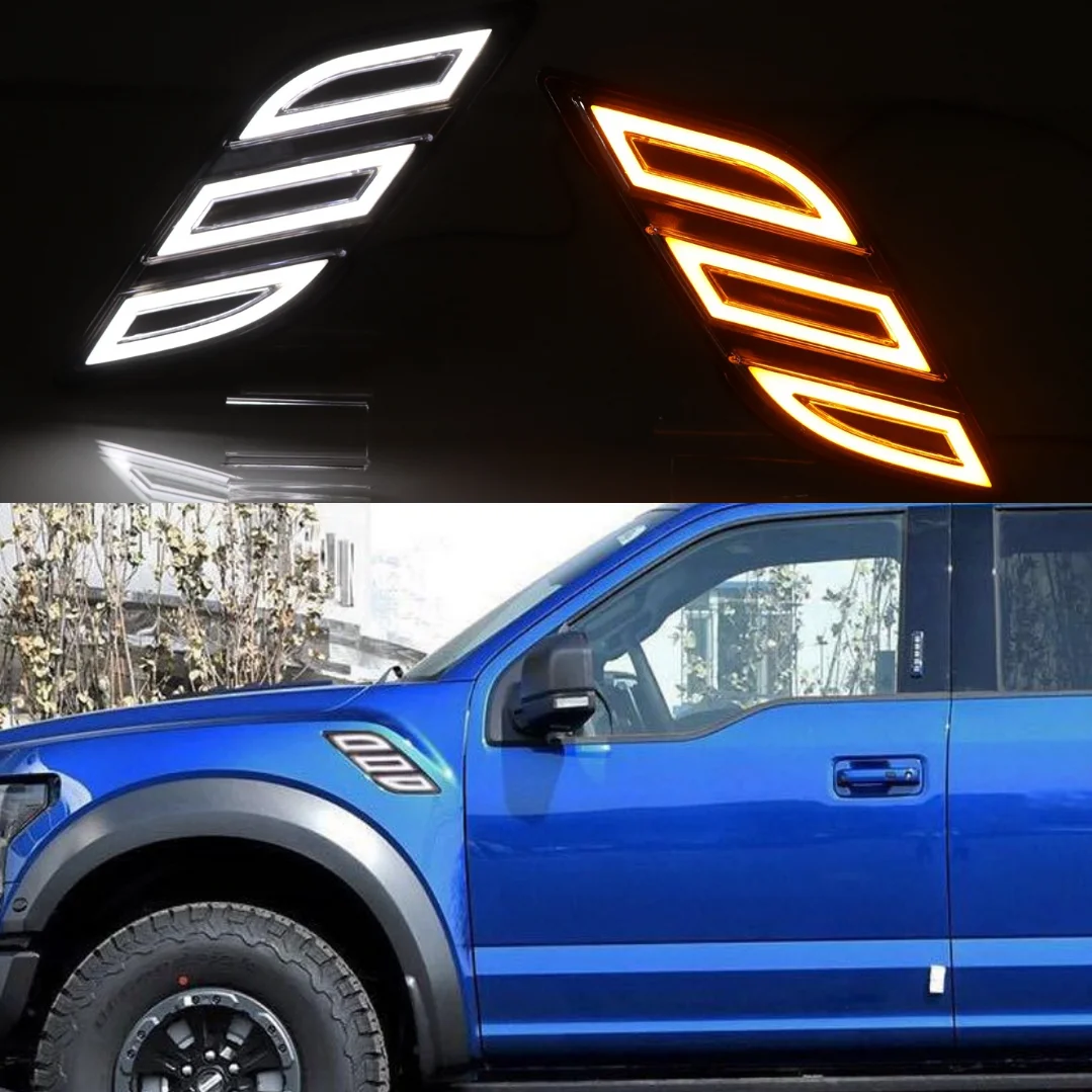 2pcs Led Daytime Running Light Turn Singal Side Marker Lamp For Ford