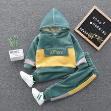 Зимний комплект одежды для мальчиков и девочек от 0 до 4 лет, г., повседневный теплый милый детский костюм с героями мультфильмов детская одежда толстовки+ штаны, 2 предмета