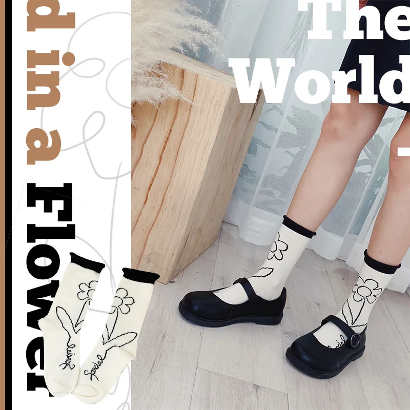 SP&CITY женские носки с цветочным рисунком в Корейском стиле хлопковые носки с оборками трикотажные короткие носки с героями мультфильмов хипстерские носки для девочек в стиле Харадзюку