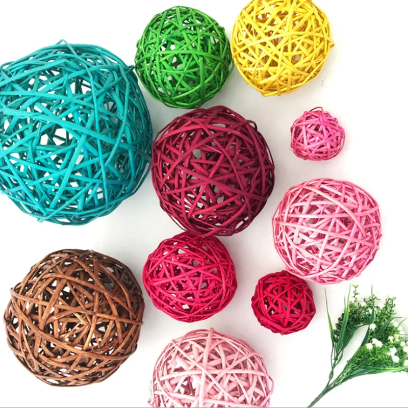 3cm 5-10pcs 12Colors Rattan Ball Ornaments Home Christmas/Birthday Wedding Party Decorations Kids Toys Wooden Balls | Дом и сад