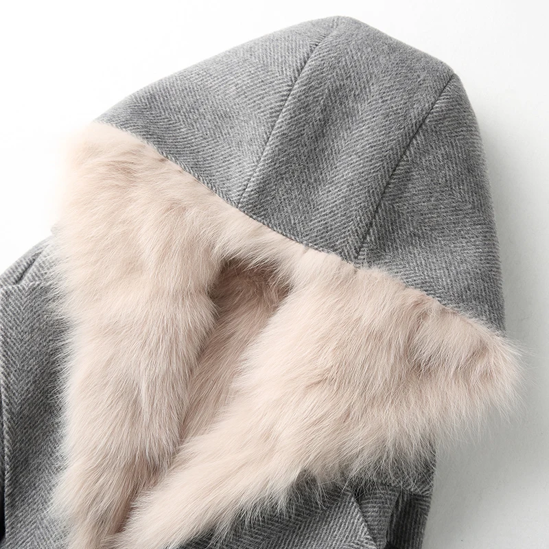 

Real Fur Coat Female Real Fox Fur Parka 300% Wool Coat Winter Jacket Women Double Side Coats Manteau Femme MY4260