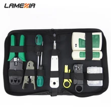 Best Price LAMEZIA 10pcs/set LAN Network Tool Cable Tester Crimper Stripper Optical Fiber Toolkit RepairTools With Screwdriver Pliers