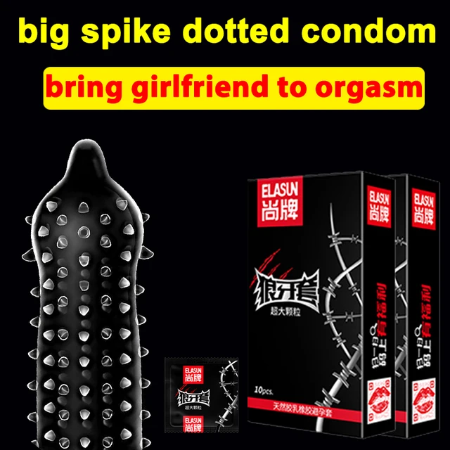 Condón con pinchos grandes y súper punteados para hombres, condones de látex Natural de goma de Tailandia, Juguetes sexuales, funda para pene con antisabor 1