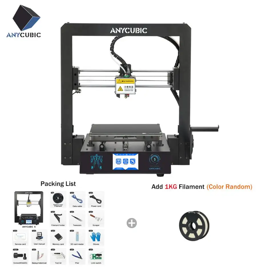 Anycubic 3d принтер обновления мега-с 3d печати наборы размера плюс металлический сенсорный экран 3d принтер Мега S 3D Друкер Impresora 3d - Цвет: Mega-S Add 1KG