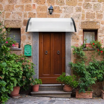 

120 x 80cm Eaves Canopy Household Application Door & Window Rain Cover Eaves Canopy White & Black Bracket only ship to uk