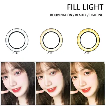 

LED Ring Light Camera Photo Studio Photography Light YouTube Makeup Selfie Lamp Dimmable Video Light With Tripod Phone Holder