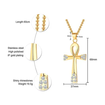 

RUIYI CCP13 stainless steel necklace hot sell top quality single women 60mm Egyptian Cross gift women jewelry