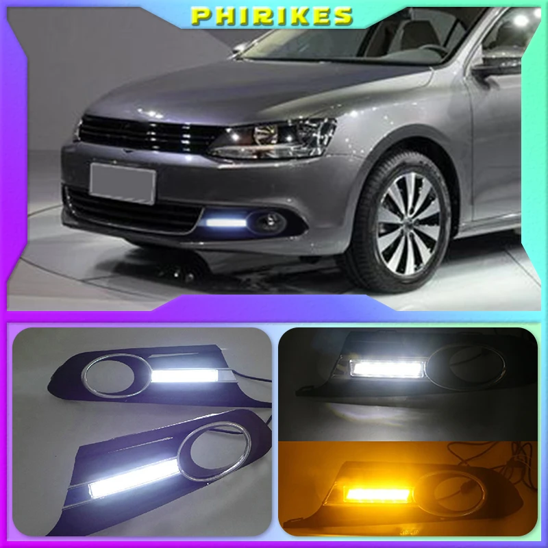 

12V Car DRL Daytime running lights for Volkswagen VW Jetta Sagitar MK6 2012 2013 2014 fog light Lamp COver