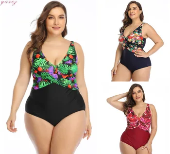 

4XL Printing Chest Crossing Swimsuit Sexy Bikini Women's Bikini Swimwear Women Push Up Bikini High Waist Swimsuit Female
