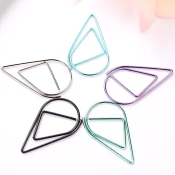 

10pcs/pack Metal Water droplets Shape Paper Clips Colorful Kawaii Bookmark Office School Stationery Marking Album Clips