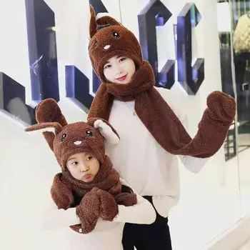

Funny Plush Moving Hat Airbag Cap Cut Pinching Bunny Hat Rabbit Ears Women Kids Winter Hats