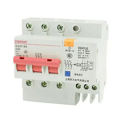 

DZ47-63 C63 AC 400V Mini Circuit Breaker + DZ47LE Earth Leakage Circuit Breaker