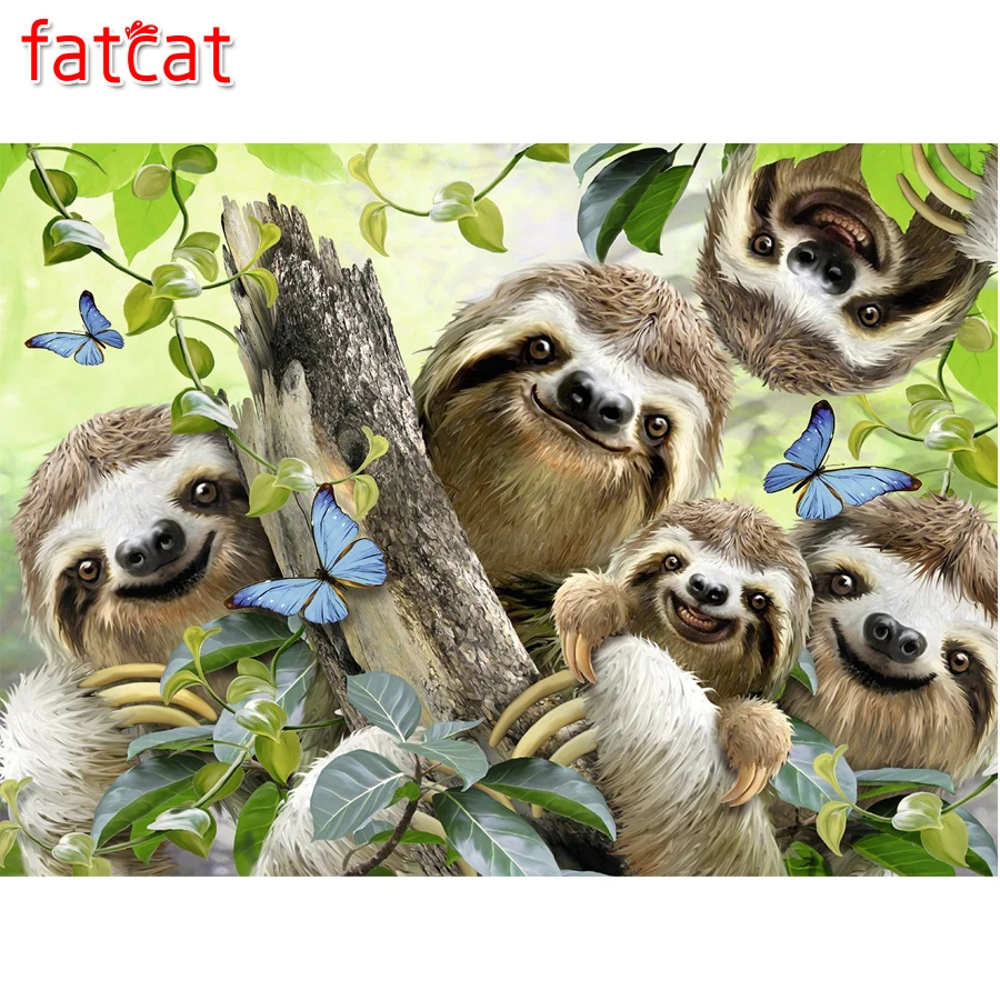 

FATCAT 5d diy Diamond Painting Lazy animal Diamond Embroidery Sale Full Square Round Drill Mosaic stickers home decor AE537
