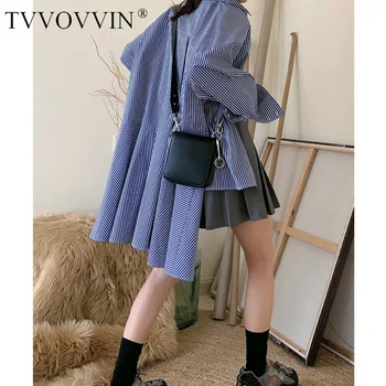 

Korea Women Shirt Long Sleeve Irregular Cotton Striped Woman Blouses Shirts Asymmetry Long Blouse Cotton Striped Shirt 2020 TTD4