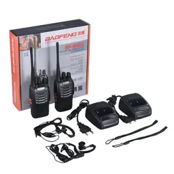 Baofeng – Émetteur récepteur FM portable VHF/UHF BF 888S, 2 pièces, talkie walkie rechargeable à 2 sens, de 5 W, radio de communication, Euplu 