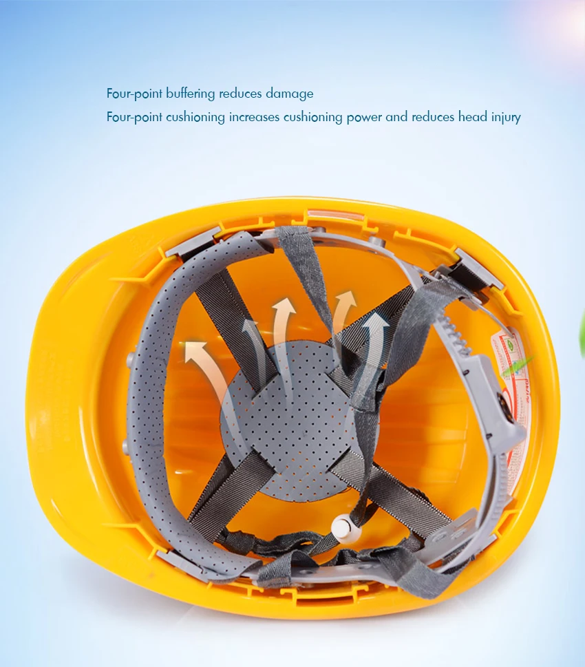 Reflective Strip Safety Helmet Cap Style Vented Hard Hat, 4Point