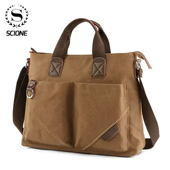 

Scione Men Canvas Portable Handbag Business 2020 Fashion Casual Vintage Multifunction Shoulder Bag Leisure handbag Dropshipping