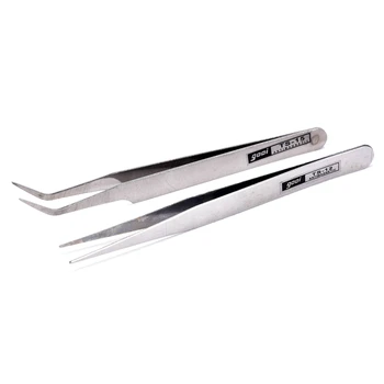 

2 X Stainless Steel Eyelash Gems Pick Tools Cosmetic Tweezers Nail Art Supplies DIY Tecorative Tweezers
